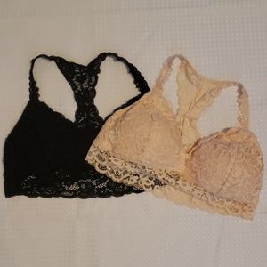 Xhilaration Lace Bralette 2pk Pink & Black EUC